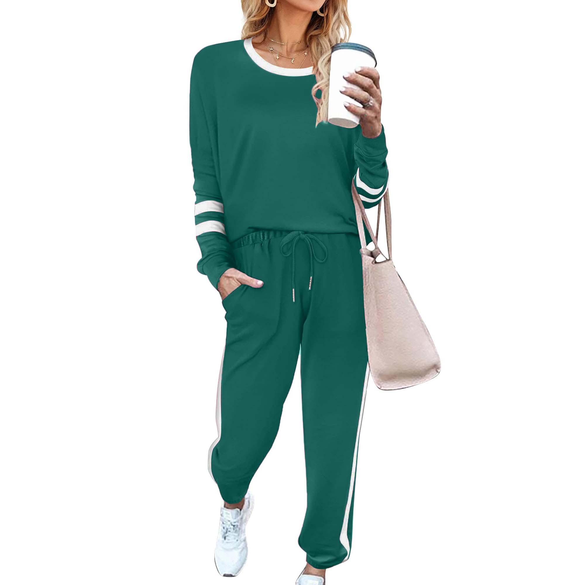 ✨Women's Contrast Color Cuffs Casual Sports Jogging Two-Piece Set(BUY 2 FREE SHIPPING)
