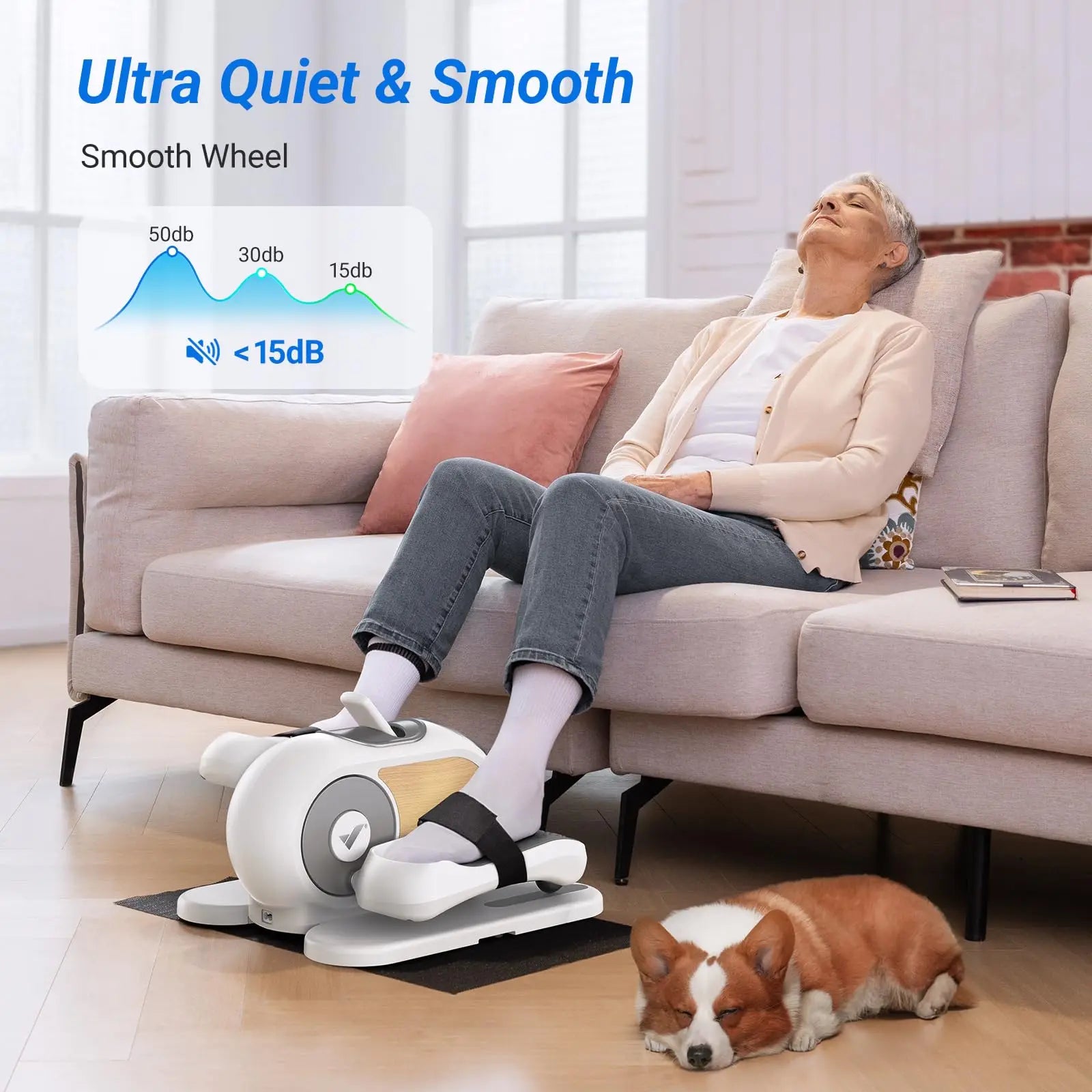 Under Desk Elliptical Machine with Remote Control – Mini Electric Leg Exerciser, Compact Seated Pedal Trainer for Home Office & Seniors |New Year Gift