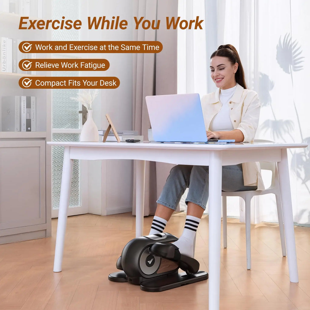 Under Desk Elliptical Machine with Remote Control – Mini Electric Leg Exerciser, Compact Seated Pedal Trainer for Home Office & Seniors |New Year Gift