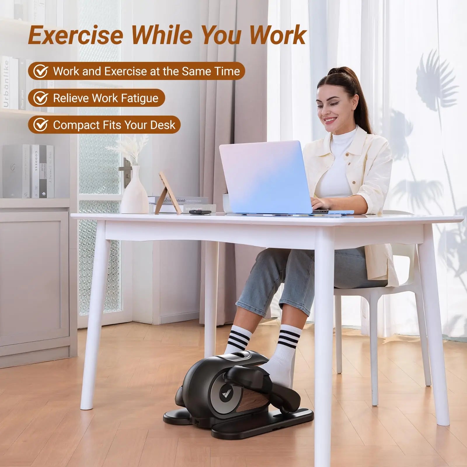 Under Desk Elliptical Machine with Remote Control – Mini Electric Leg Exerciser, Compact Seated Pedal Trainer for Home Office & Seniors |New Year Gift
