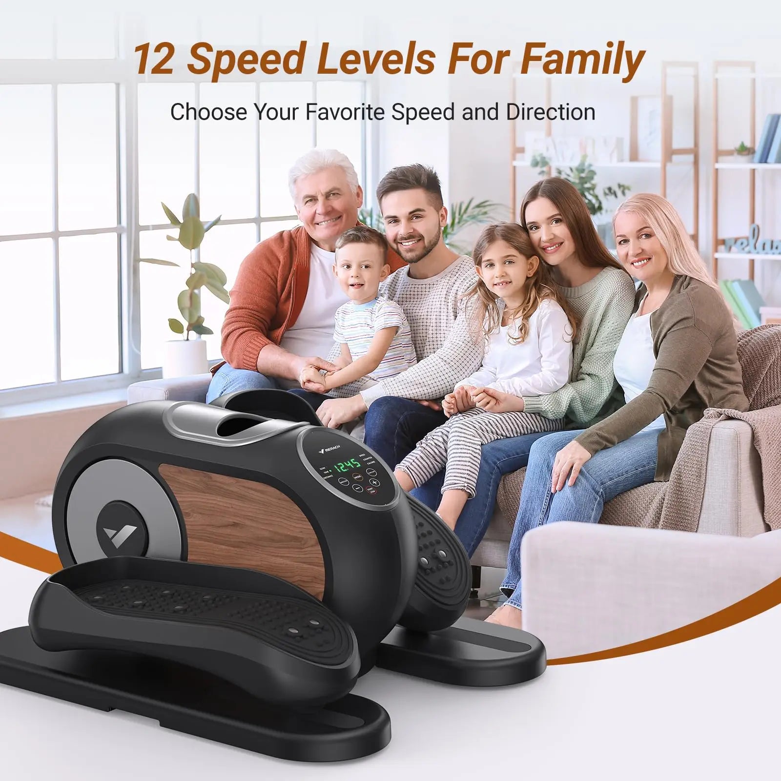 Under Desk Elliptical Machine with Remote Control – Mini Electric Leg Exerciser, Compact Seated Pedal Trainer for Home Office & Seniors |New Year Gift