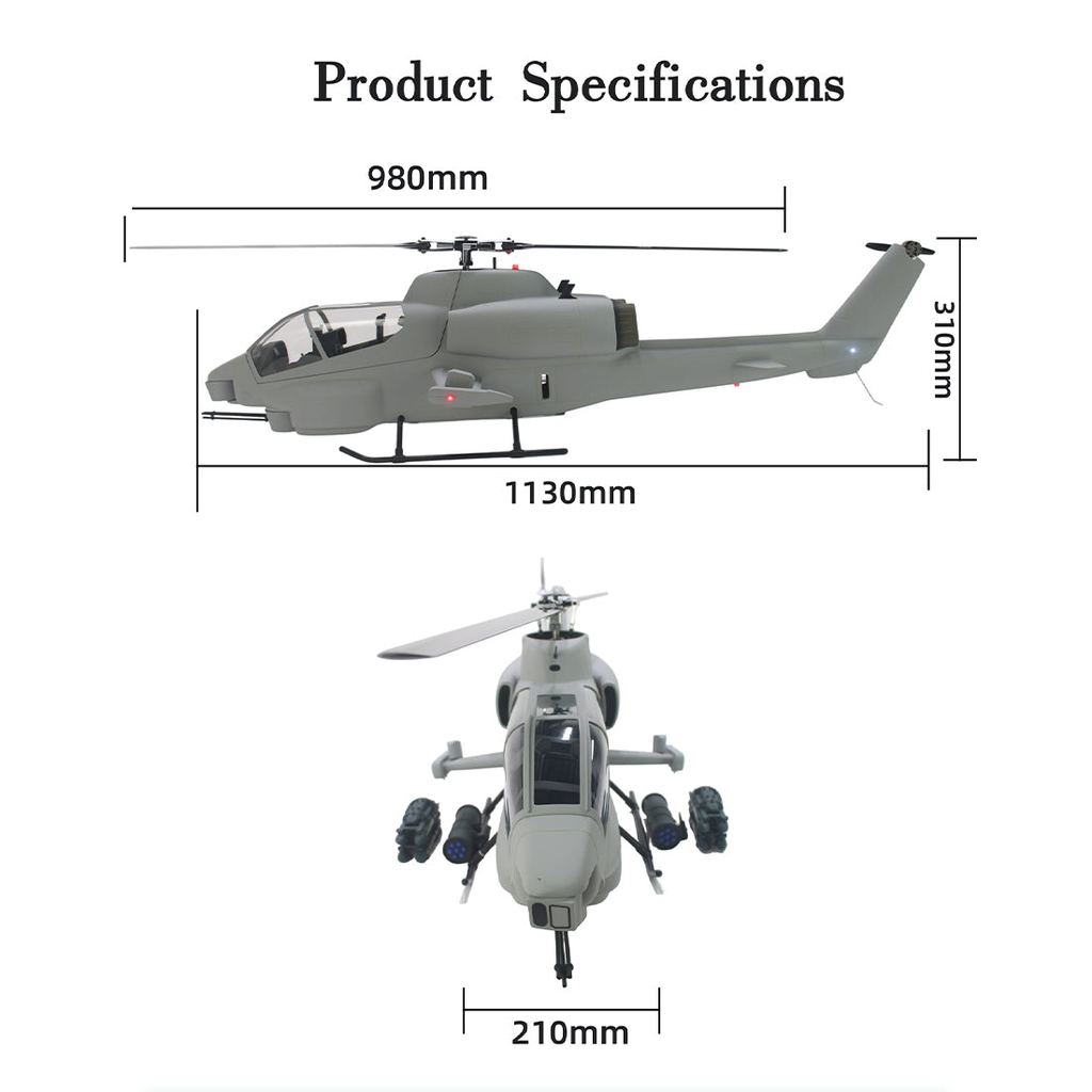 FLISHRC FL500 AH-1 Cobra 500-Class Large Scale GPS RC Helicopter Model with L7 Flight Controller 2.4G 6CH RTF