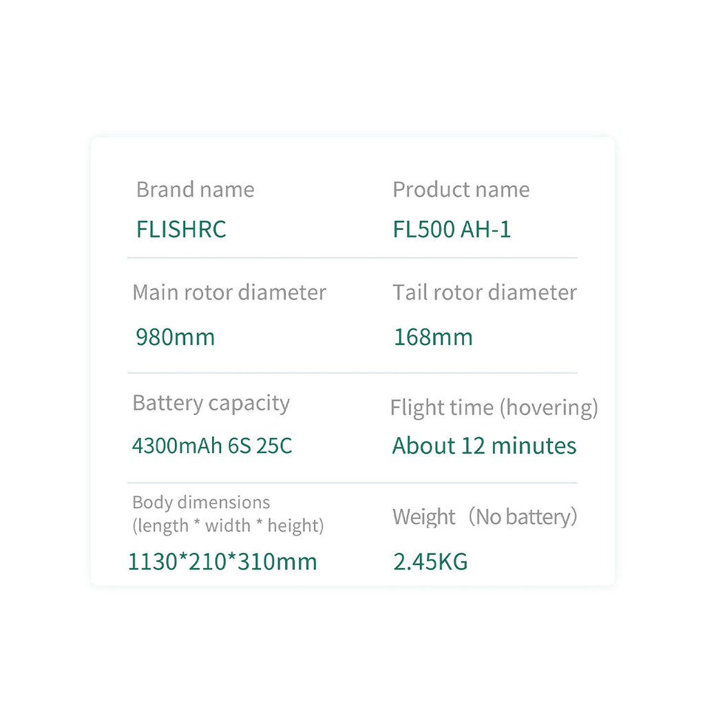 FLISHRC FL500 AH-1 Cobra 500-Class Large Scale GPS RC Helicopter Model with L7 Flight Controller 2.4G 6CH RTF