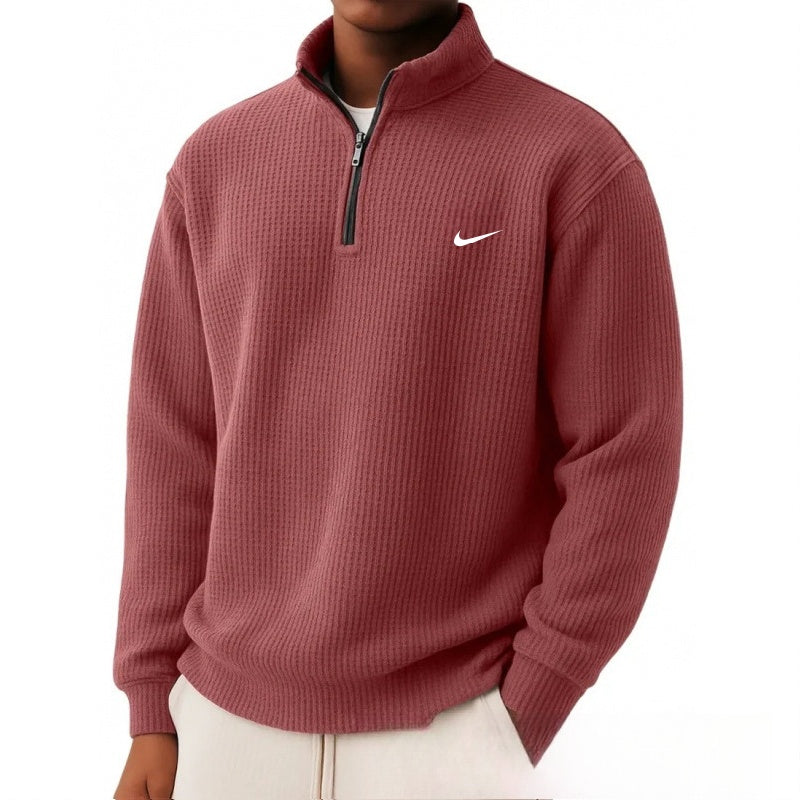 Everyday Waffle Knit Zip Polo