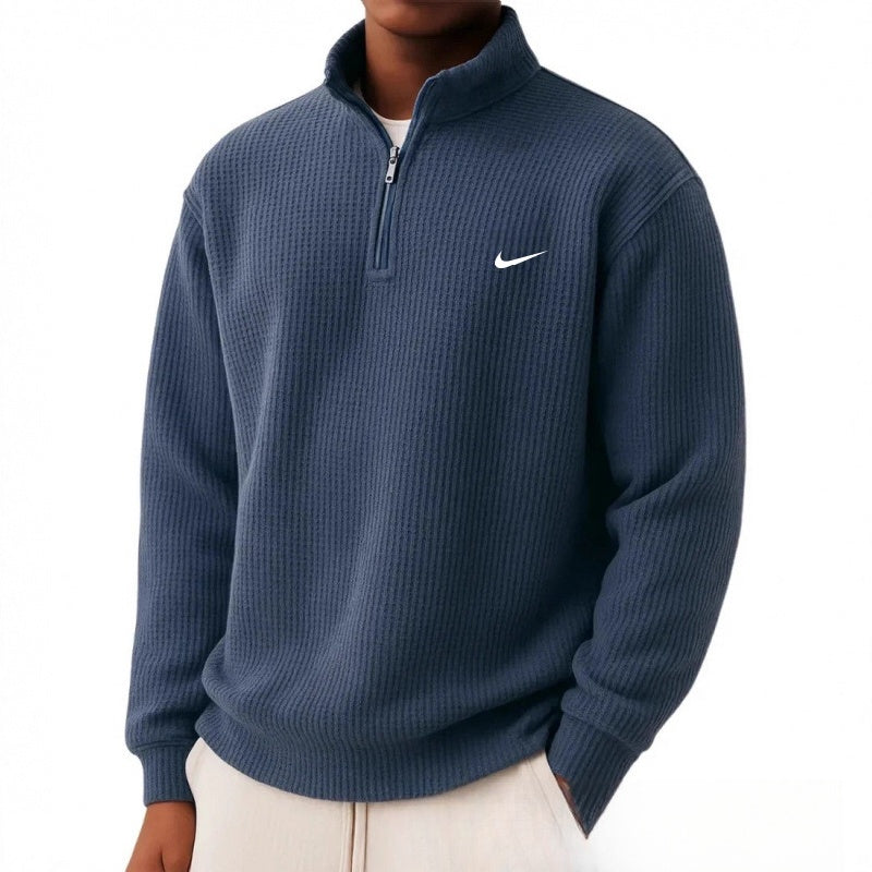 Everyday Waffle Knit Zip Polo