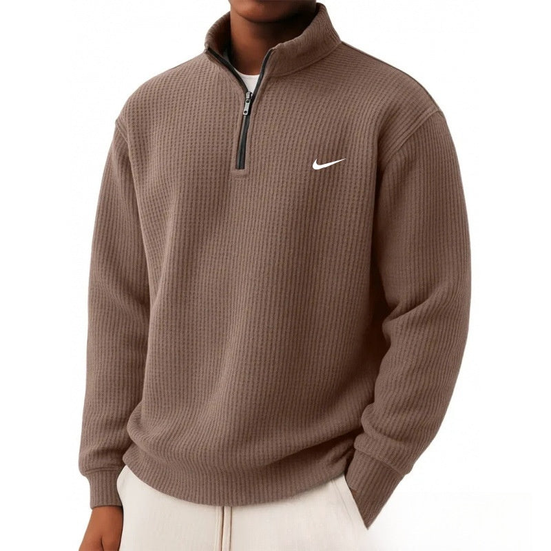Everyday Waffle Knit Zip Polo